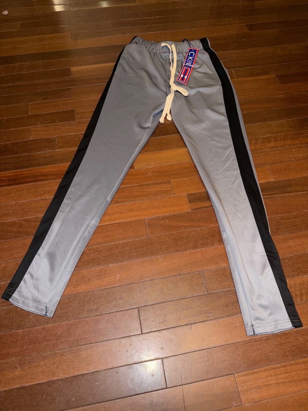 Men's Gray Jogger Pants with Black Side Stripe